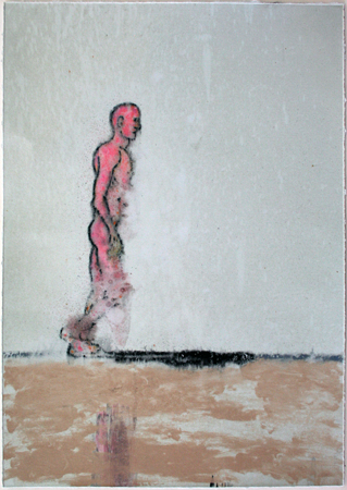 Walking Figure serigraphic monotype Michael Hecht